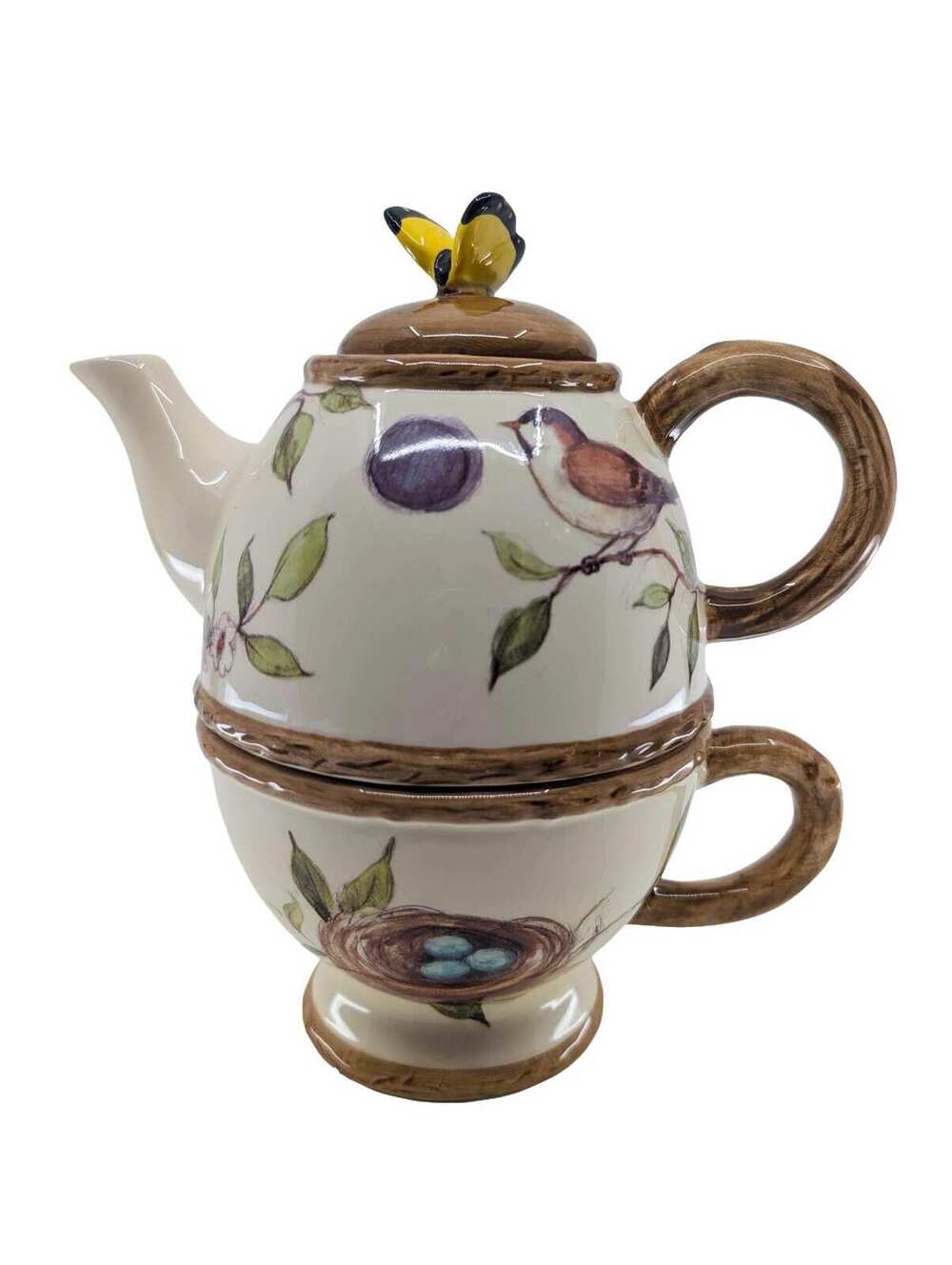 Vintage Cracker Barrel Tea for One Set Bird Nest READ